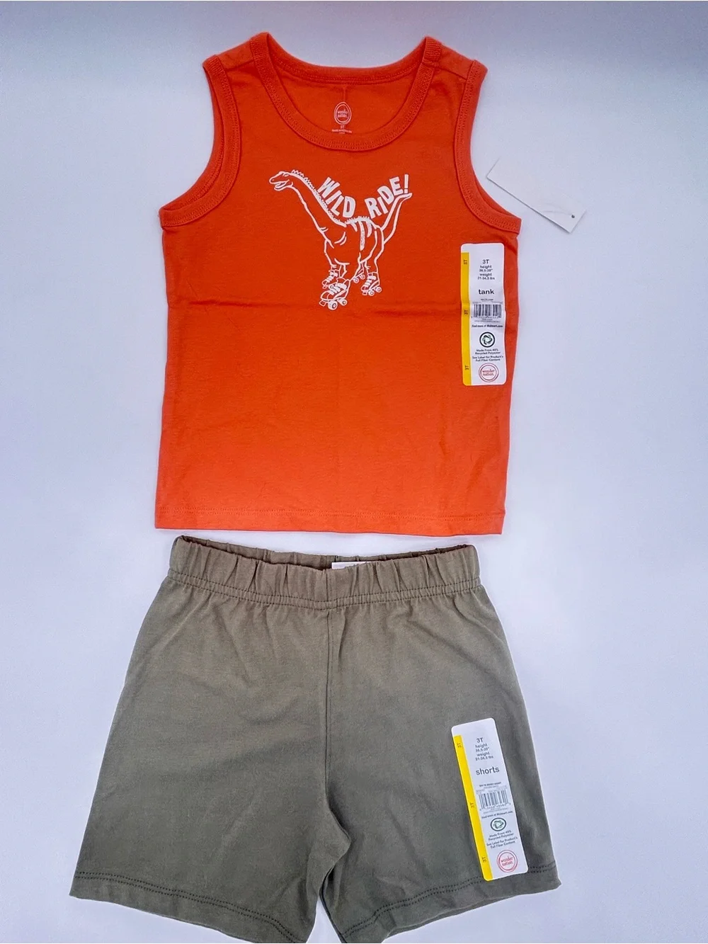 Wonder Nation Boys Toddler Jersey Shorts and Tank Top Set of 3, Size 3T